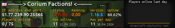 Userbar 560x90 with online players chart for server 51.77.239.90:25565