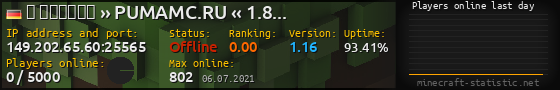 Userbar 560x90 with online players chart for server 149.202.65.60:25565