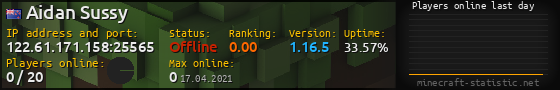 Userbar 560x90 with online players chart for server 122.61.171.158:25565