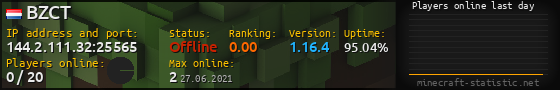 Userbar 560x90 with online players chart for server 144.2.111.32:25565