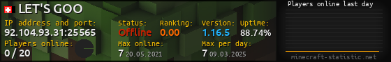 Userbar 560x90 with online players chart for server 92.104.93.31:25565