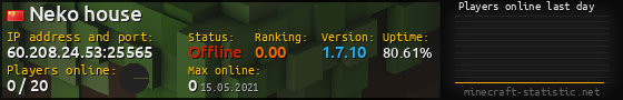 Userbar 560x90 with online players chart for server 60.208.24.53:25565