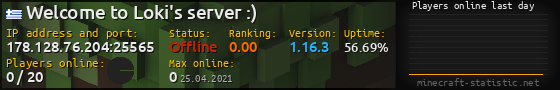 Userbar 560x90 with online players chart for server 178.128.76.204:25565