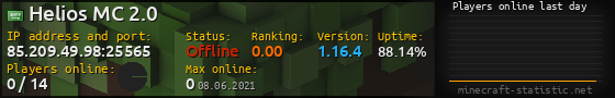 Userbar 560x90 with online players chart for server 85.209.49.98:25565