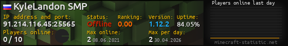 Userbar 560x90 with online players chart for server 91.214.116.45:25565