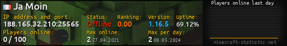 Userbar 560x90 with online players chart for server 188.165.32.210:25565