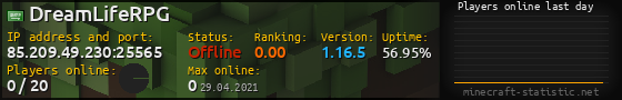 Userbar 560x90 with online players chart for server 85.209.49.230:25565