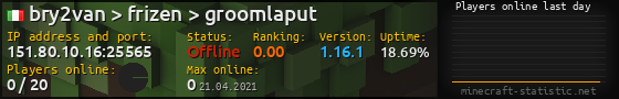 Userbar 560x90 with online players chart for server 151.80.10.16:25565