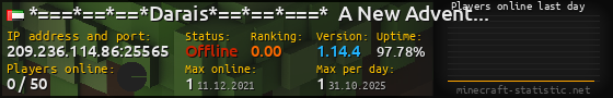 Userbar 560x90 with online players chart for server 209.236.114.86:25565