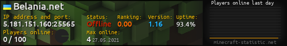 Userbar 560x90 with online players chart for server 5.181.151.160:25565