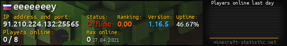 Userbar 560x90 with online players chart for server 91.210.224.132:25565