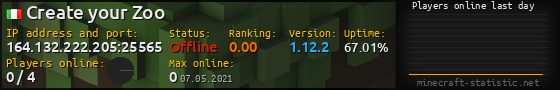 Userbar 560x90 with online players chart for server 164.132.222.205:25565