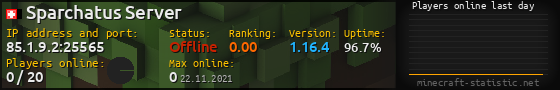 Userbar 560x90 with online players chart for server 85.1.9.2:25565
