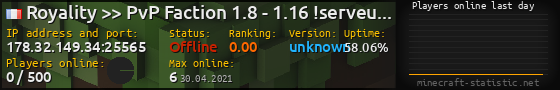 Userbar 560x90 with online players chart for server 178.32.149.34:25565