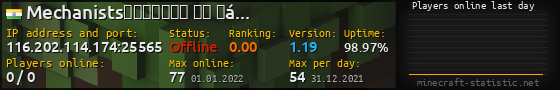 Userbar 560x90 with online players chart for server 116.202.114.174:25565