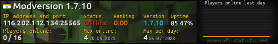Userbar 560x90 with online players chart for server 116.202.112.134:25565