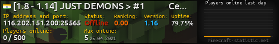 Userbar 560x90 with online players chart for server 116.202.151.200:25565