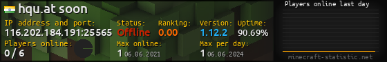 Userbar 560x90 with online players chart for server 116.202.184.191:25565