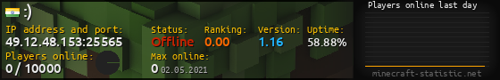 Userbar 560x90 with online players chart for server 49.12.48.153:25565