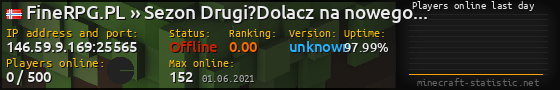 Userbar 560x90 with online players chart for server 146.59.9.169:25565