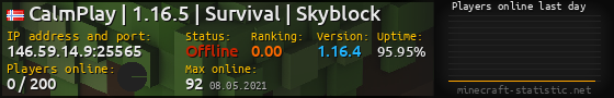 Userbar 560x90 with online players chart for server 146.59.14.9:25565