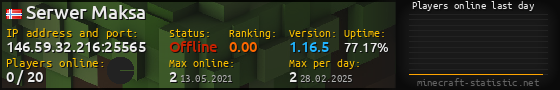 Userbar 560x90 with online players chart for server 146.59.32.216:25565