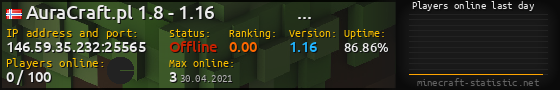 Userbar 560x90 with online players chart for server 146.59.35.232:25565