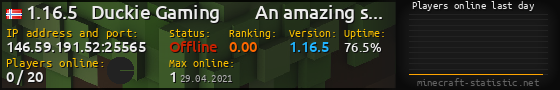 Userbar 560x90 with online players chart for server 146.59.191.52:25565