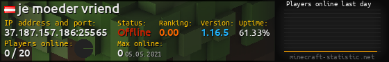 Userbar 560x90 with online players chart for server 37.187.157.186:25565