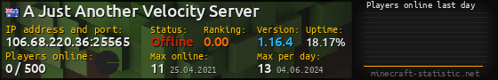 Userbar 560x90 with online players chart for server 106.68.220.36:25565