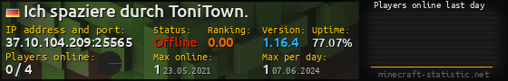 Userbar 560x90 with online players chart for server 37.10.104.209:25565