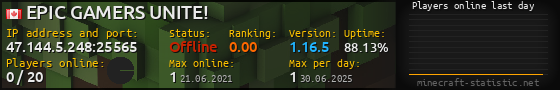 Userbar 560x90 with online players chart for server 47.144.5.248:25565