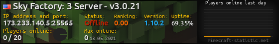 Userbar 560x90 with online players chart for server 173.233.140.5:25565