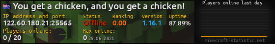 Userbar 560x90 with online players chart for server 122.60.180.21:25565