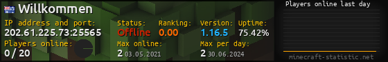 Userbar 560x90 with online players chart for server 202.61.225.73:25565