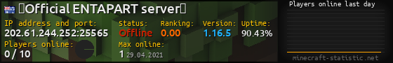 Userbar 560x90 with online players chart for server 202.61.244.252:25565