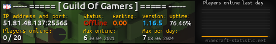 Userbar 560x90 with online players chart for server 51.81.48.137:25565
