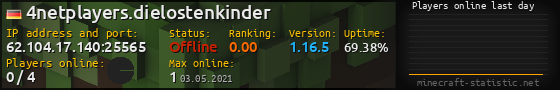 Userbar 560x90 with online players chart for server 62.104.17.140:25565