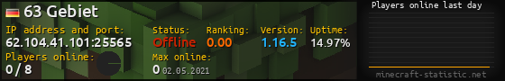 Userbar 560x90 with online players chart for server 62.104.41.101:25565