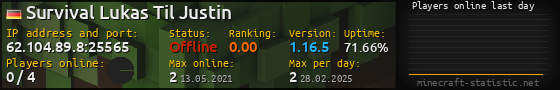 Userbar 560x90 with online players chart for server 62.104.89.8:25565