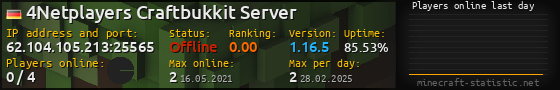 Userbar 560x90 with online players chart for server 62.104.105.213:25565