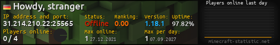 Userbar 560x90 with online players chart for server 31.214.210.22:25565