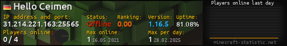 Userbar 560x90 with online players chart for server 31.214.221.163:25565