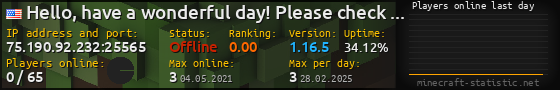 Userbar 560x90 with online players chart for server 75.190.92.232:25565