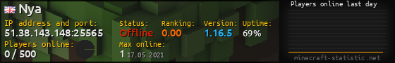 Userbar 560x90 with online players chart for server 51.38.143.148:25565