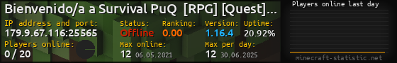 Userbar 560x90 with online players chart for server 179.9.67.116:25565