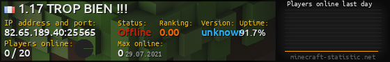 Userbar 560x90 with online players chart for server 82.65.189.40:25565