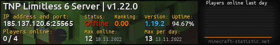 Userbar 560x90 with online players chart for server 185.137.120.6:25565