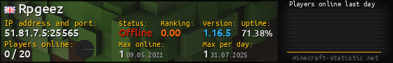 Userbar 560x90 with online players chart for server 51.81.7.5:25565