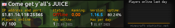 Userbar 560x90 with online players chart for server 51.81.14.118:25565